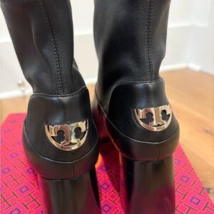 Tory Burch Elegant Logo Black Heeled Bootie